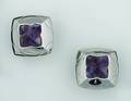 A Pair of Ladys 18 Karat White Gold and Amethyst Earclips Bulgari