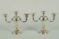 A Pair of American Silver Three Light Candelabra M Fred Hirsh Co