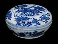100 FINE BLUE AND WHITE PORCELAIN BOX AND COVER
