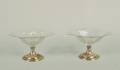 A Pair of American Etched Glass and Silver Footed Candy Dishes Hawkes