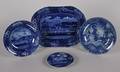 A Group of Four Staffordshire Blue Transfer Decorated Pottery Articles