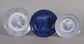 A Group of Three Staffordshire Blue Transfer Decorated Plates
