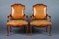 A Pair of Louis XV Style Beechwood Arm Chairs