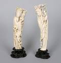 Two Chinese Carved Ivory Figures of Meiren