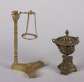 A Vigil Lamp and Bronze Urnform Censer