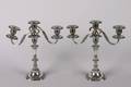 A Pair of Reed and Barton Silver Plate Three Light Candelabra