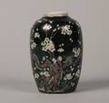 A Chinese Black Ground Famille Verte Porcelain Vase