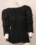 Mary McFadden Black Pleated Blouse