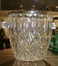 A Silver Plate Rimmed CutGlass Ice Bucket
