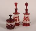 A Pair of Bohemian Cranberry Flashed Scent Bottles