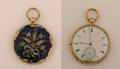A Ladys 18 Karat Yellow Gold Diamond and Blue Enamel Pocketwatch