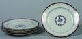 A Set of Six Chinese Export Blue Enamel Plates