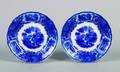 Two English Blue and White Porcelain Plates