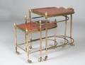 272 NEST OF THREE BRASS AND LACQUERED TABLES