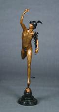 A Patinated Metal Figure of Mercury