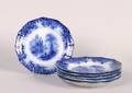 A Set of Six Flow Blue Plates