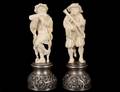 230 PAIR OF CONTINENTAL IVORY AND SILVER FIGURES