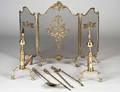 244 SIX PIECE SET OF BRASS FIREPLACE IMPLEMENTS