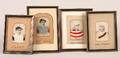 A Group of Four Mounted Silk Woven Stevengraph Portraits of Jockeys