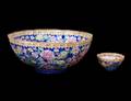 291 TWO BLUE GROUND FAMILLE ROSE EGGSHELL PORCELAIN BO