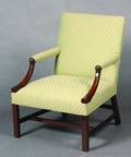 A George III Style Mahogany and Upholstered Gainsborough Chair