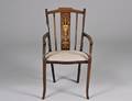 128 EDUARDIAN INLAID MAHOGANY CHILDS ARMCHAIR
