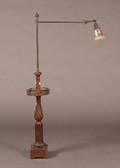 An Brass and Wood Adjustable Floor Lamp