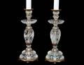 107 GOOD PAIR OF METAL MOUNTED ROCK CRYSTAL LAMPS