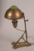 An Art Nouveau Brass and Glass Table Lamp