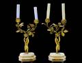 124 PAIR OF GILT BRONZE TWO LIGHT CANDELABRAS