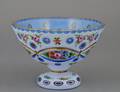 299 WHITE OVERLAY GLASS PEDESTAL BOWL