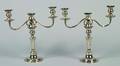 A Pair of English Silver Plate Candelabra