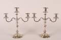 A Pair of Silver Plate Three Light Candelabras