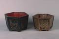 Two Painted and Metal Mosaic Hexagonal Planters