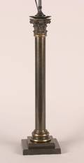 A Patinated Metal Columnar Table Lamp