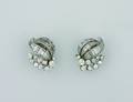 A Pair of Ladys Platinum and Diamond Earrings Trabert  Hoeffer  Mauboussin