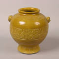 A Chinese Crackle Glazed Yellow Porcelain Glazed Jar