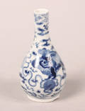 A Chinese Blue and White Porcelain Bottle Vase