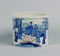 A Chinese Underglaze Blue and Iron Red Porcelain Brushpot