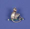 An Emerald Ruby Diamond and Baroque Pearl Monkey Brooch