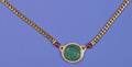 A Ladys 18 Karat Yellow Karat Carved Emerald Ruby Cabochon and Diamond Necklace Trio