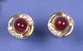 A Pair of Ladys 18 Karat Yellow Gold Ruby and Diamond Earrings