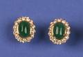 A Pair of Ladys 18 Karat Yellow Gold Emerald and Diamond Earrings Trio