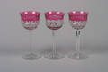 Nine Baccarat Cranberry Cut to Clear Wine Glasses