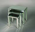 A Set of Three Art Moderne Style Antiqued Mirrored Nesting Tables