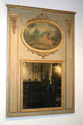 A Painted and Parcel Gilt Trumeau Mirror