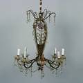 An Eight Light Glass and Gilt Metal Chandelier