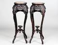 496 PAIR OF CARVED HARDWOOD TALL PEDESTALS