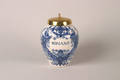 A Dutch Delft Blue and White Tobacco Jar and Brass Cover