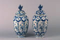A Pair of Dutch Delft Baluster Vases and Covers